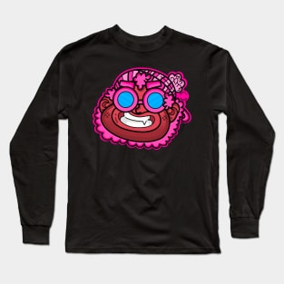 Big Smile Cartoon Head Illustration Long Sleeve T-Shirt